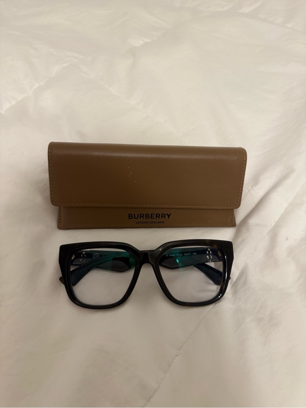 Burberry Black Oversized Square Glasses with Brown Case